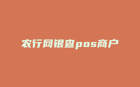 农行网银查pos商户名称