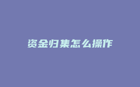 资金归集怎么操作