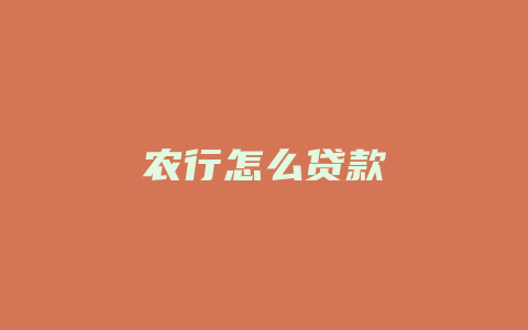 农行怎么贷款