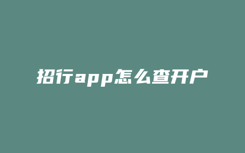 招行app怎么查开户行