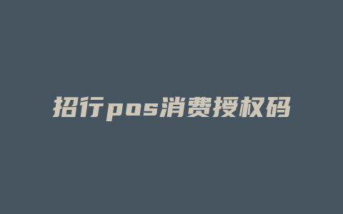 招行pos消费授权码