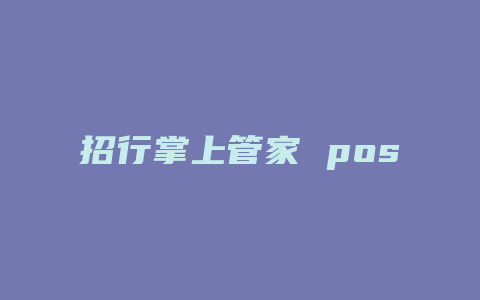 招行掌上管家 pos