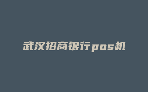 武汉招商银行pos机办理